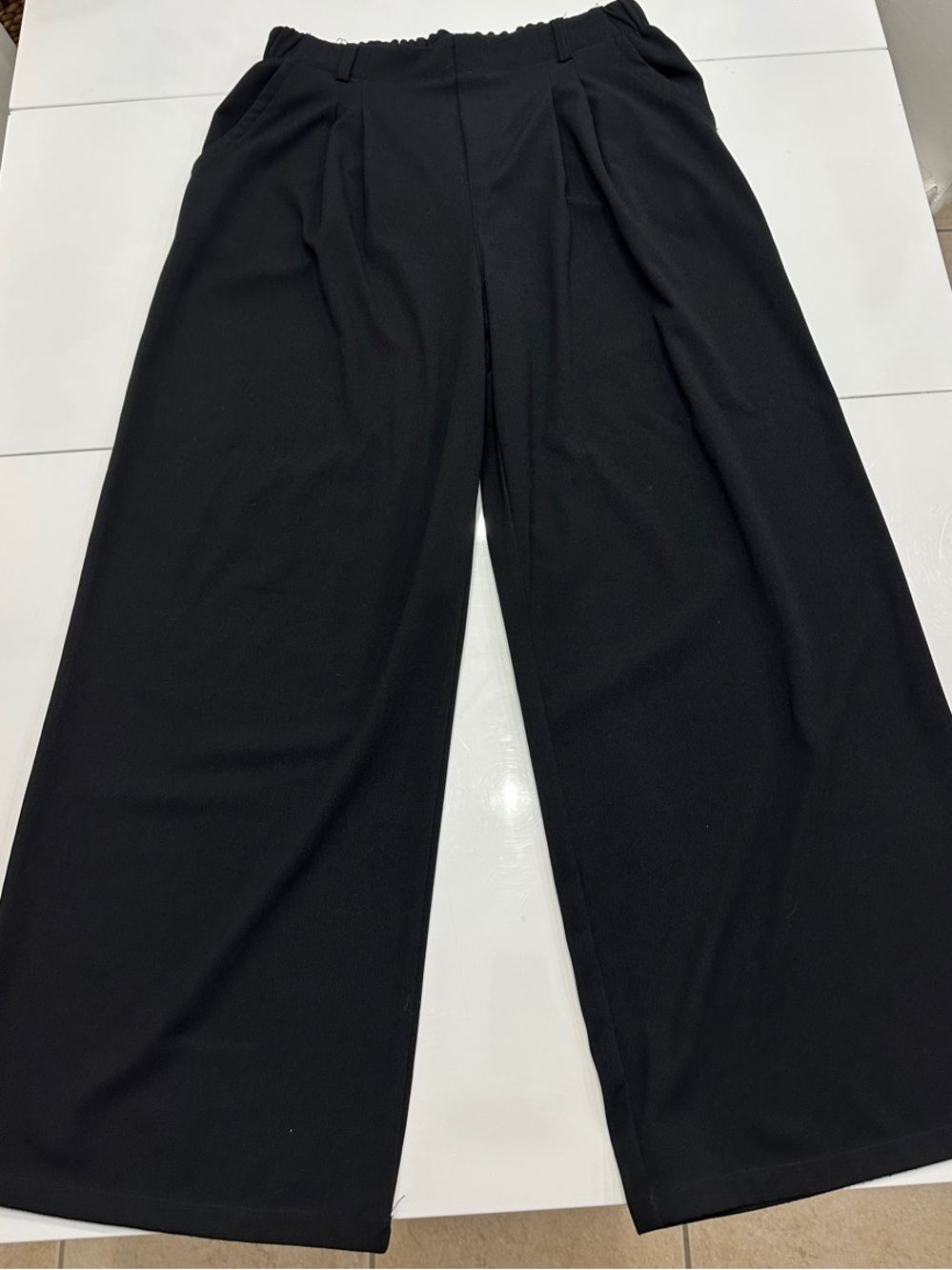 Halara Wide Leg Black Pleated Pants Trousers L